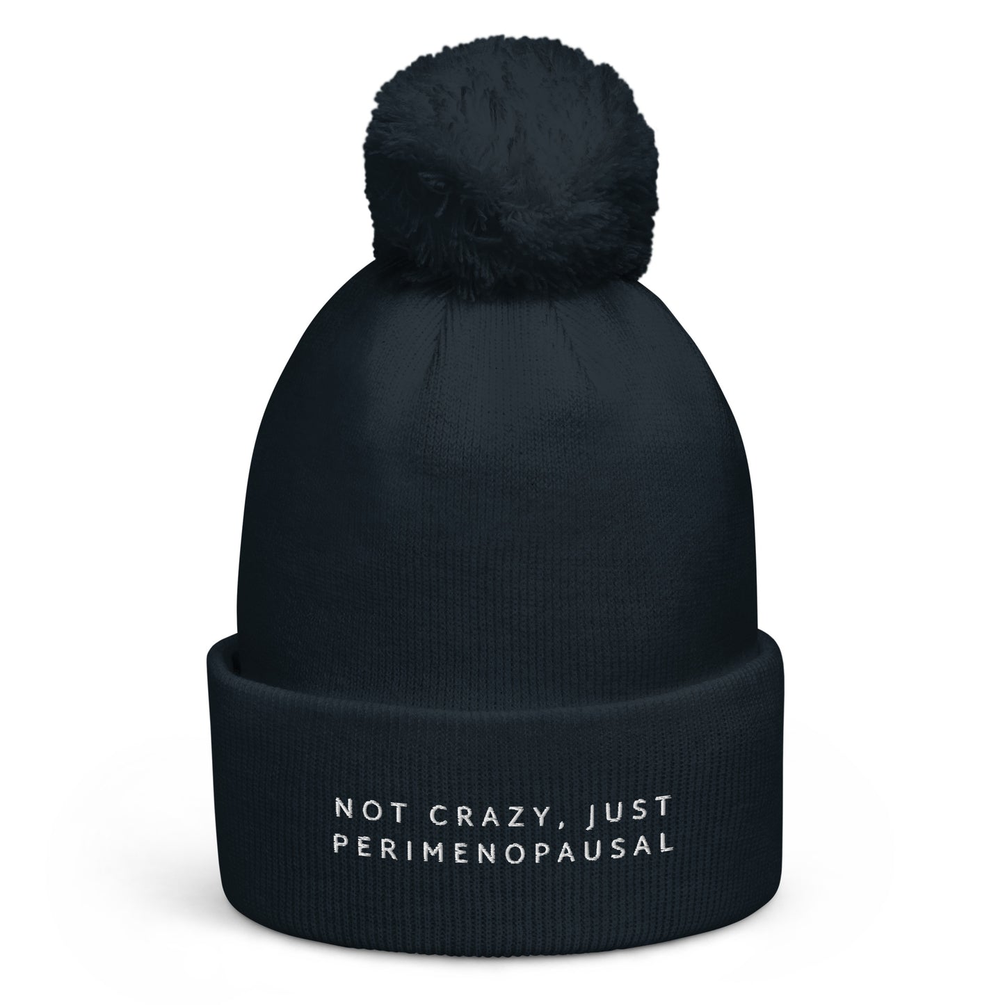 Perimenopause Pom Beanie Warm And Stylish Navy